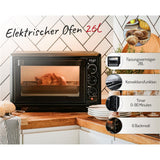 Adler AD 6023 Elektrischer Mini Backofen 26l Umluft Timer Backblech schwarz