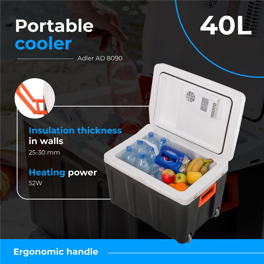 Adler AD 8090 Tragbare Kühlbox 40L grau/weiß – Kühl- & Heizfunktion für unterwegs