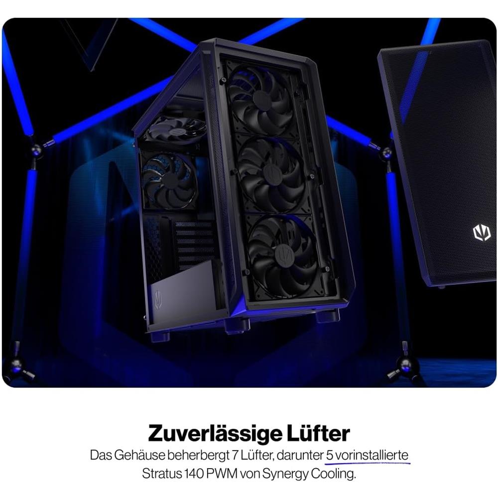 ENDORFY Arx 500 Air, ATX PC-Gehäuse, inkl. 5x 140mm PWM-Lüfter, Seitenteil aus gehärtetem Glas | EY2A010