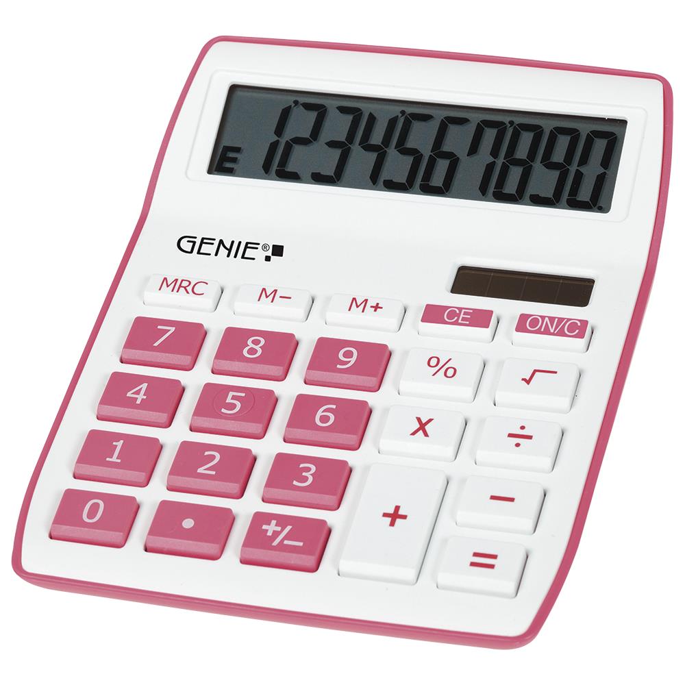GENIE Taschenrechner 840 P Tischrechner 10-stellig Dual, weiß/pink