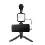 LogiLink Vlogger Kit für Smartphones mit LED Licht Mikrofon Stativ