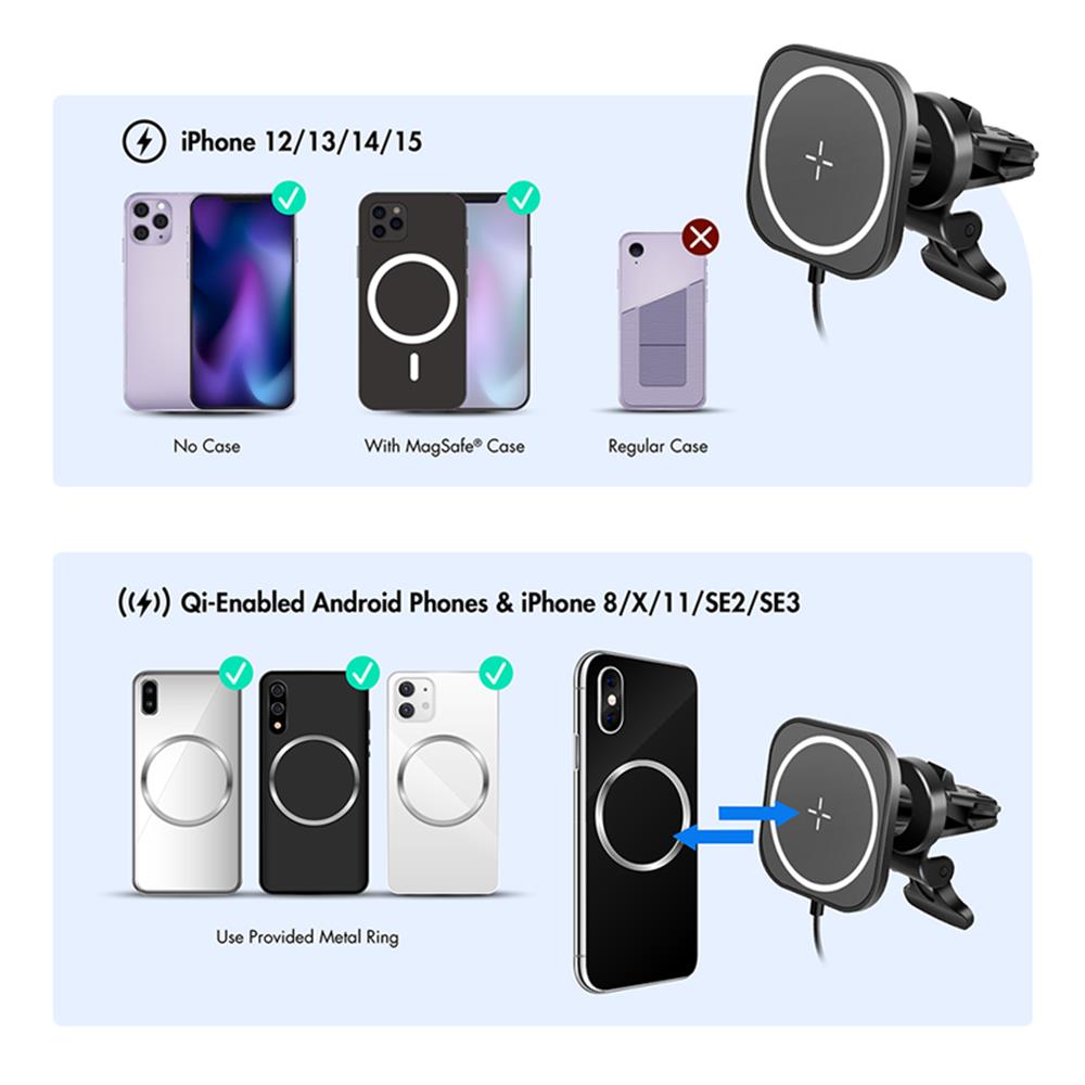 LogiLink Magnetische Kfz Smartphone Halterung mit kabellosem Laden