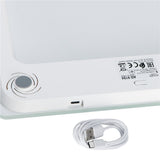 Adler AD 8194W Personenwaage Digital bis 180 kg, USB-C Akku Waage mit LCD Display, 100 g Genauigkeit, Glaswaage für Bad & Körpergewicht, Weiß