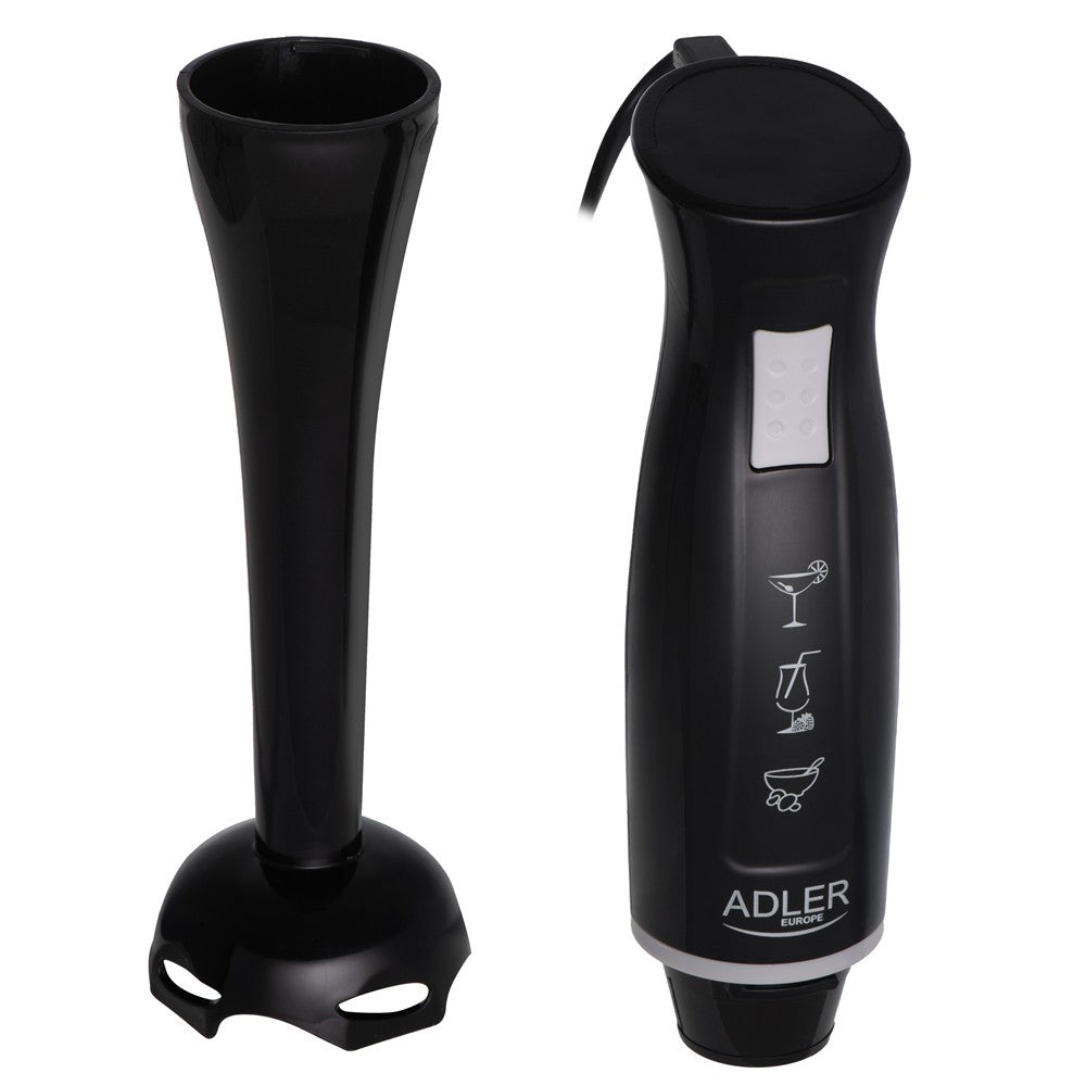 Adler AD 4622 Stabmixer, Pürierstab mit Edelstahlklingen, abnehmbarem Pürieraufsatz, ergonomischem Griff, 300 W, für Suppen, Saucen und Smoothies, Schwarz