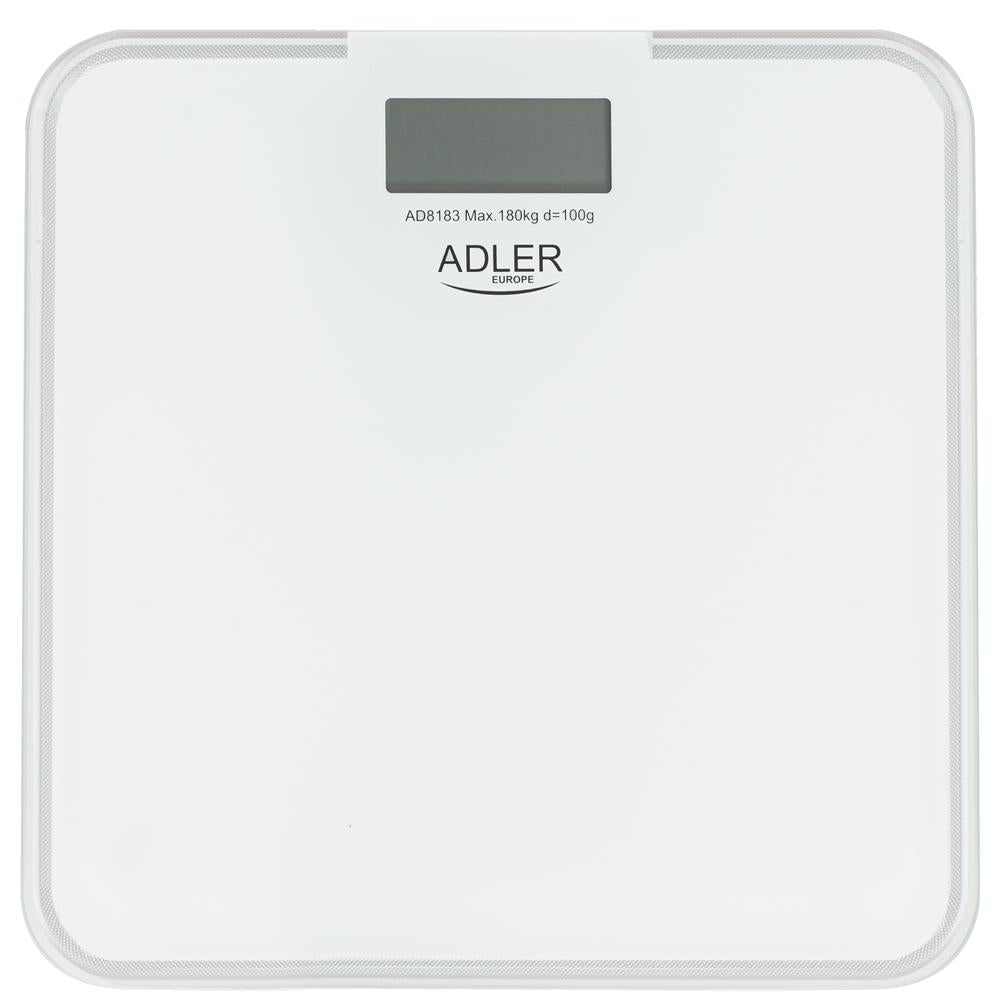 Adler AD 8183 Badezimmerwaage 180kg Personenwaage mit blauer Rand Beleuchtung weiß