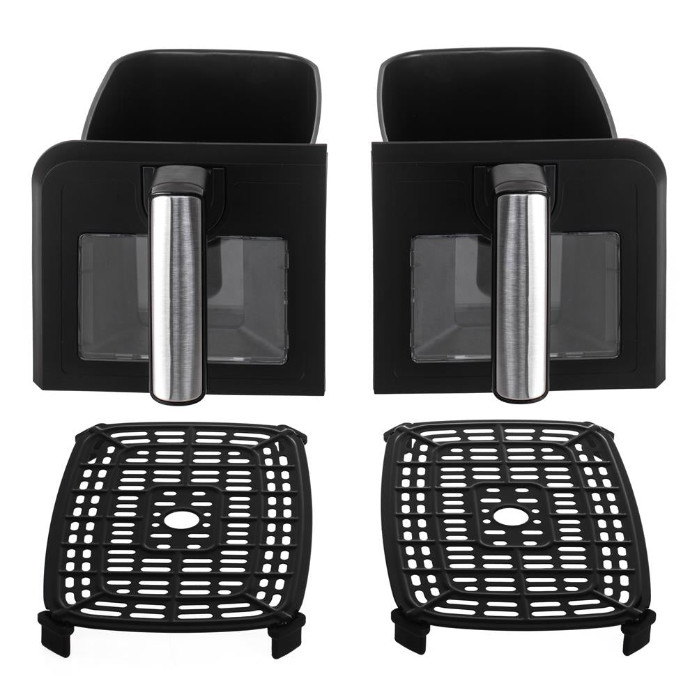 Adler AD 6315 Doppel Heißluftfritteuse mit Sichtfenster 8L Airfryer 2 Fächer schwarz