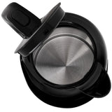 Adler AD 1385 Wasserkocher schwarz 1,7 l mit Kalkfilter, flachem Edelstahl-Heizelement, 360°-Sockel und Wasserstandsanzeige