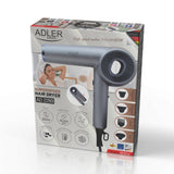 Adler AD 2289 SUPERSPEED Haartrockner mit Ionen-Technologie, 1600W, brushless Motor, 110.000 U/min, 4 Aufsätze, Diffusor, klappbarer Griff, Schwarz