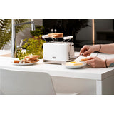 Camry CR 3219 2-Scheiben-Toaster Weiß Brötchenaufsatz Auftaufunktion Aufwärmfunktion 6 Stufen 900 W