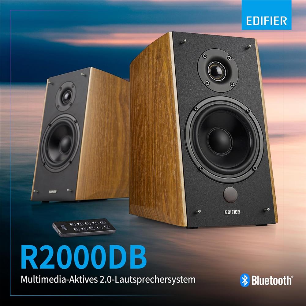 Edifier R2000DB – 2.0 Bluetooth Lautsprecher, 120W RMS, Optical, Warm Oak