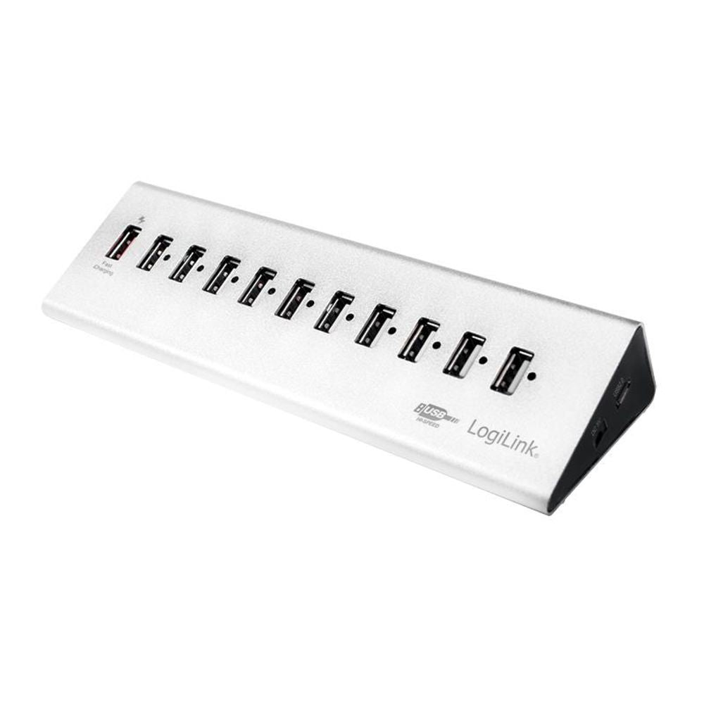 LogiLink USB 2.0 High-Speed-Hub mit 10-Port und 1x Schnell-Ladeport