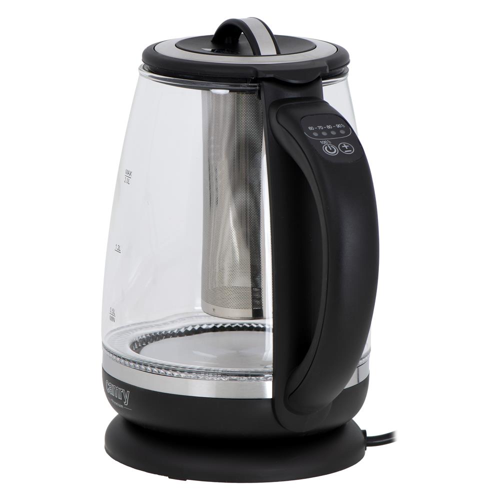 Camry CR 1290 Wasserkocher Glas 2 L beleuchtet 2200W Temperaturregler Teesieb
