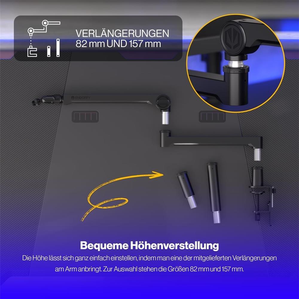ENDORFY Broadcast Low Profile Boom Arm Mikrofonarm für Streaming und Podcasting