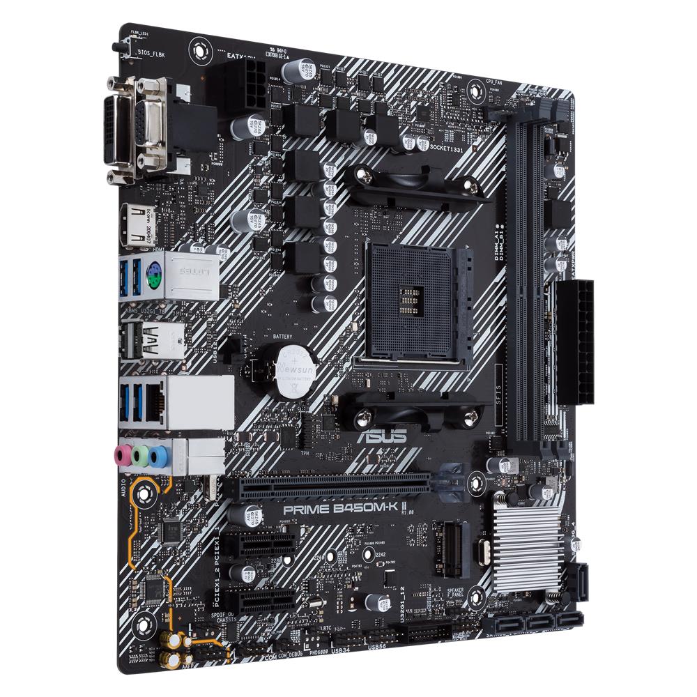 ASUS Prime B450M-K II Mainboard Sockel AM4 mATX AMD Ryzen DDR4-Speicher M.2 SATA 6Gbit/s USB 3.1