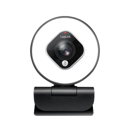 LogiLink Full-HD-USB-Webcam mit Autofokus, Ringlicht & Stativ, 76° Weitwinkel