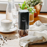 Camry CR 4302 kabellose elektrische USB-Kaffeemühle mit Keramikfräser, Akku, schwarz