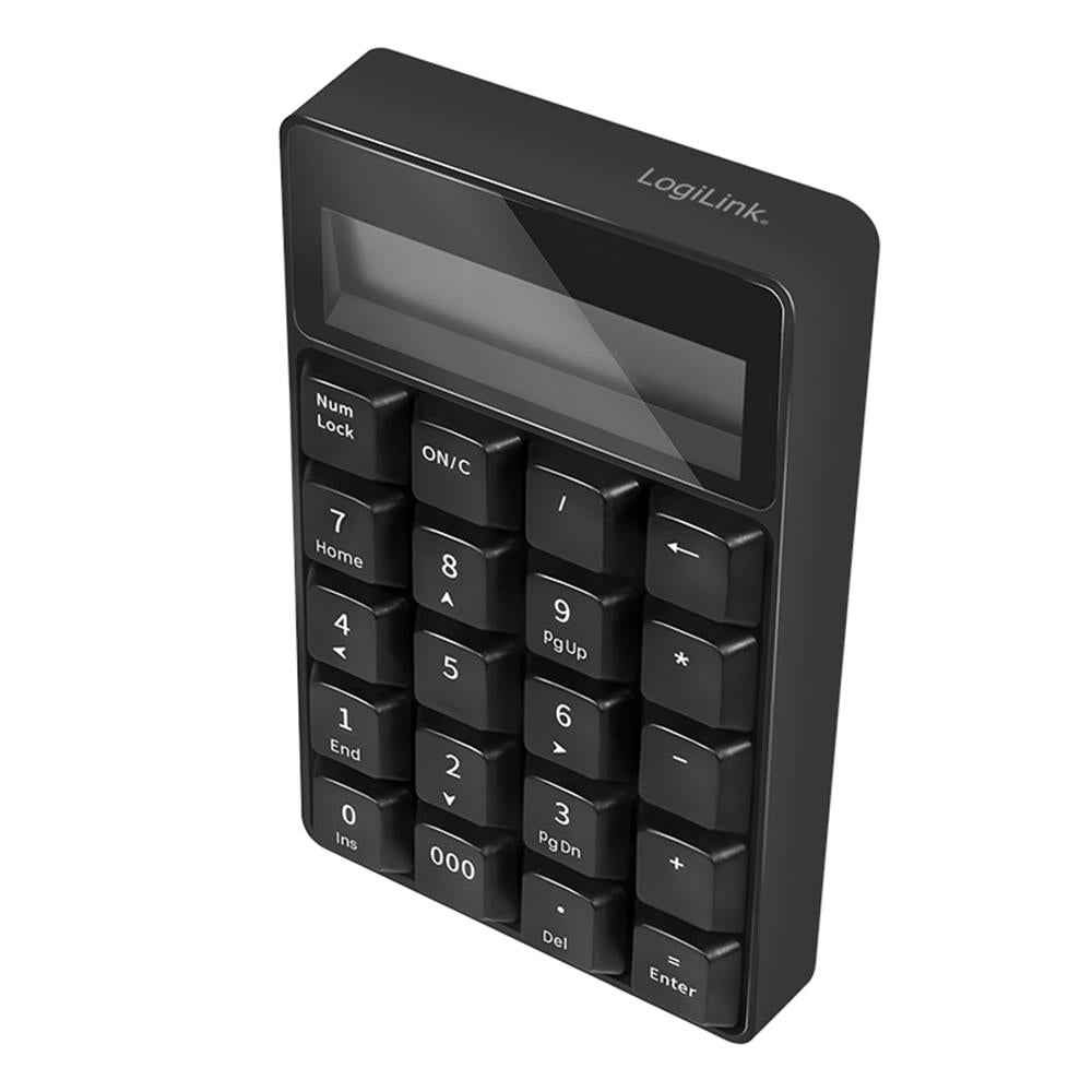 LogiLink Kabelloses Keypad mit Taschenrechner, Bluetooth V5.1, Schwarz