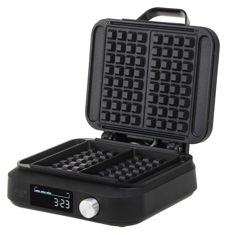 Adler AD 3087 Waffeleisen mit LED-Anzeige, 6 Bräunungsstufen, Antihaftplatten, 2200 W
