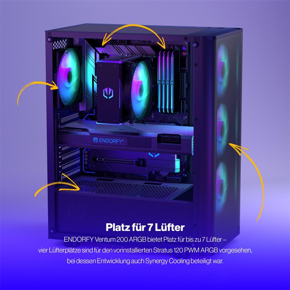 ENDORFY Ventum 200 ARGB ATX PC Gehäuse mit Glasfenster