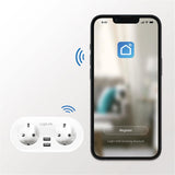 LogiLink Wi-Fi Smart Plug Stromstecker 2-fach mit Schutzkontaktbuchse und 2x USB, Tuya kompatibel