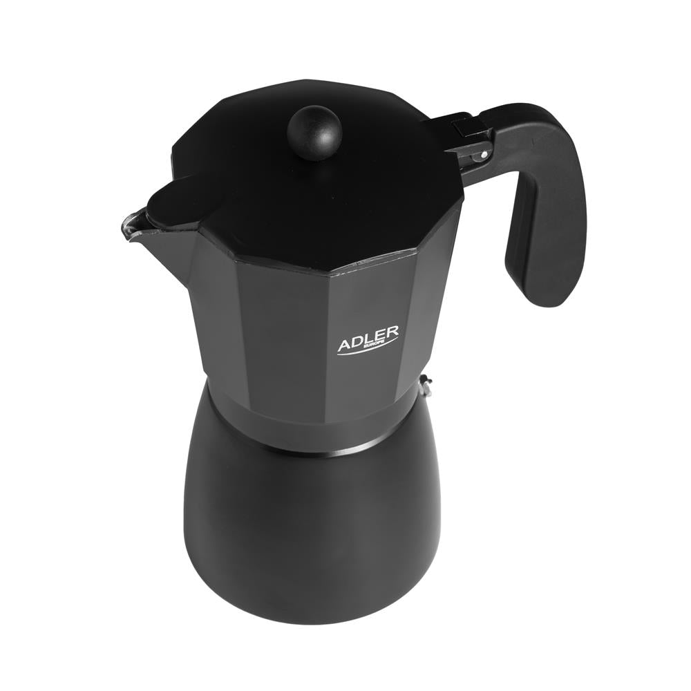 Adler AD 4429 Espressokocher für Herdplatte, 450 ml, Aluminium, schwarz