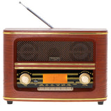 Adler AD 1187 Retro Radio mit Bluetooth Holz Optik USB AUX Anschluss Stereo Wecker Uhrzeit LCD Anzeige