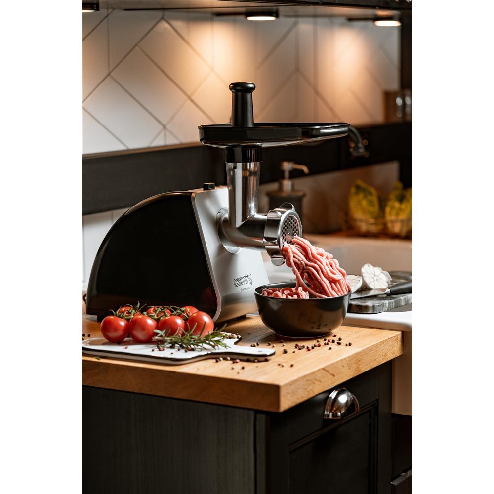 Camry CR 4812 Fleischwolf 1600 Watt Schwarz Silber 3 Edelstahlsiebe 2 Stufen Zerkleinerer