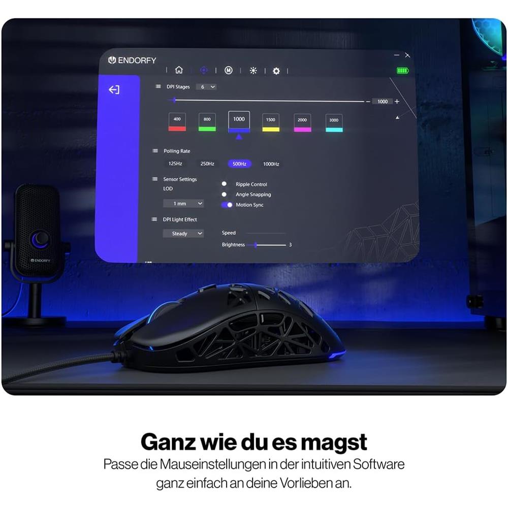ENDORFY LIV Wireless, Gaming Maus, kabellos, Ultraleicht (69 g), Schwarz, 12.000 DPI, ARGB