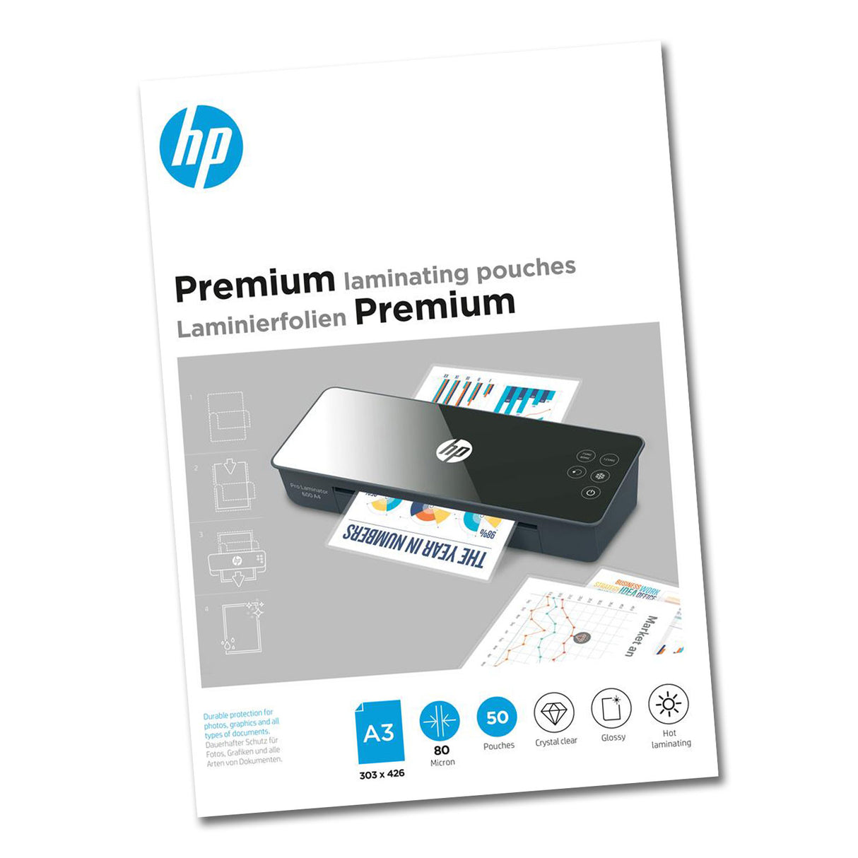 HP Premium Laminierfolien DIN A3, 80 Micron, 50 Stück