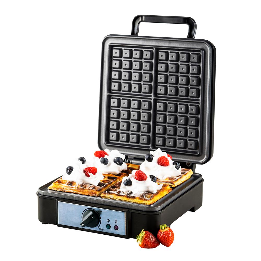 Adler AD 3049 Waffeleisen in Schwarz 1800W für 4 Waffeln mit Temperaturregelung