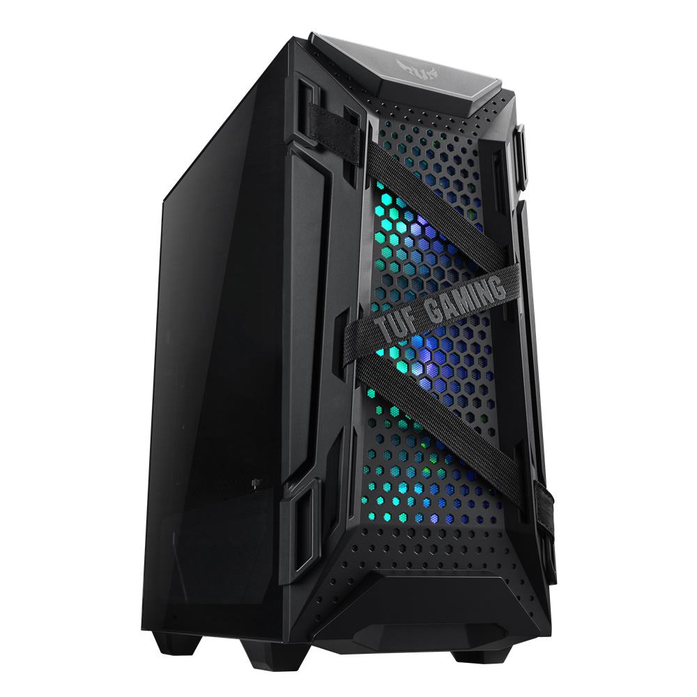 ASUS TUF Gaming GT301 kompaktes PC Gehäuse Mid-Tower Aura-RGB-Lüfter Kopfhörerhalterung Schwarz