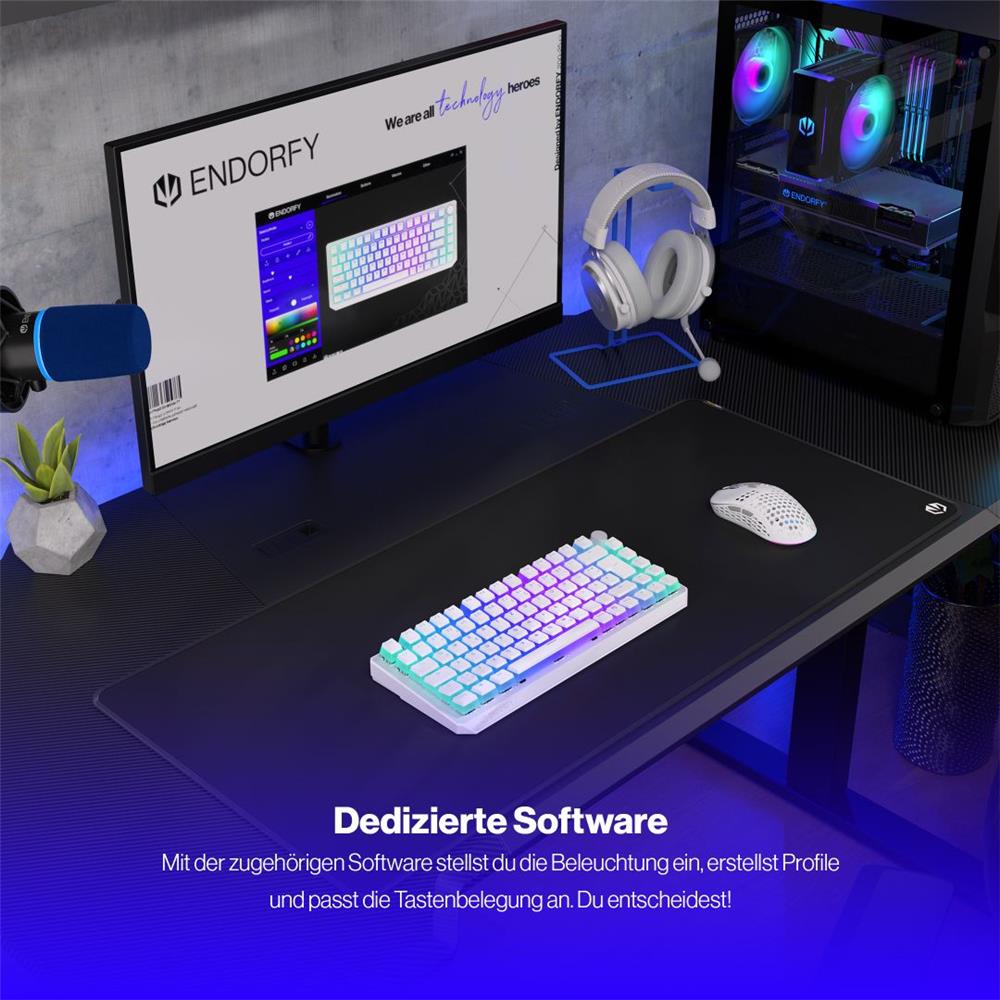 ENDORFY Thock 75% Wireless DE Kailh Box Black Onyx White Pudding, Tastatur, Weiß, DE-Layout, Kabellos, Beleuchtet