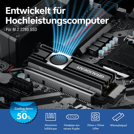 GRAUGEAR Heatpipe Kühler für M.2 2280 SSD