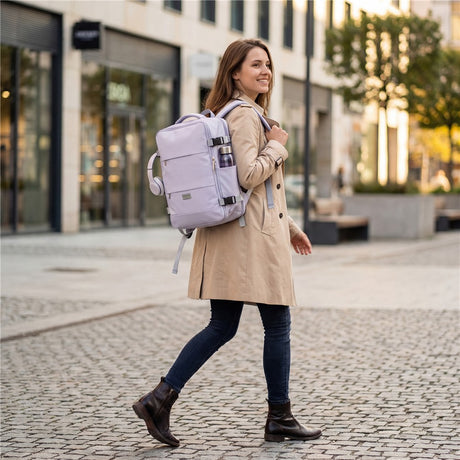 Camry CR 6880lp Reiserucksack 24 Liter, Handgepäck Rucksack mit Laptopfach bis 17 Zoll, Schuhfach, Nassfach, RFID-Fach, Business, Sport und Reisen, hell lila