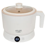 Adler AD 6422 Multikocher 1,0 L, 800 W, 4 Kochmodi, LED-Touch-Display, Warmhaltefunktion bis 12 Std., Dampfgaraufsatz, Glasdeckel, Antihaftbeschichtung