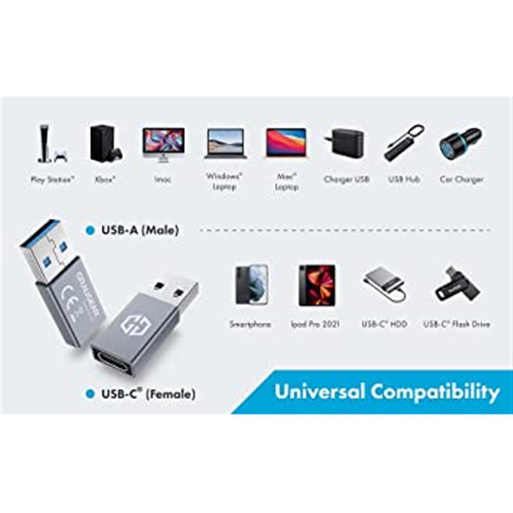 GRAUGEAR USB Type C auf Type A Adapter USB 3.2 Gen2 10 Gbit s