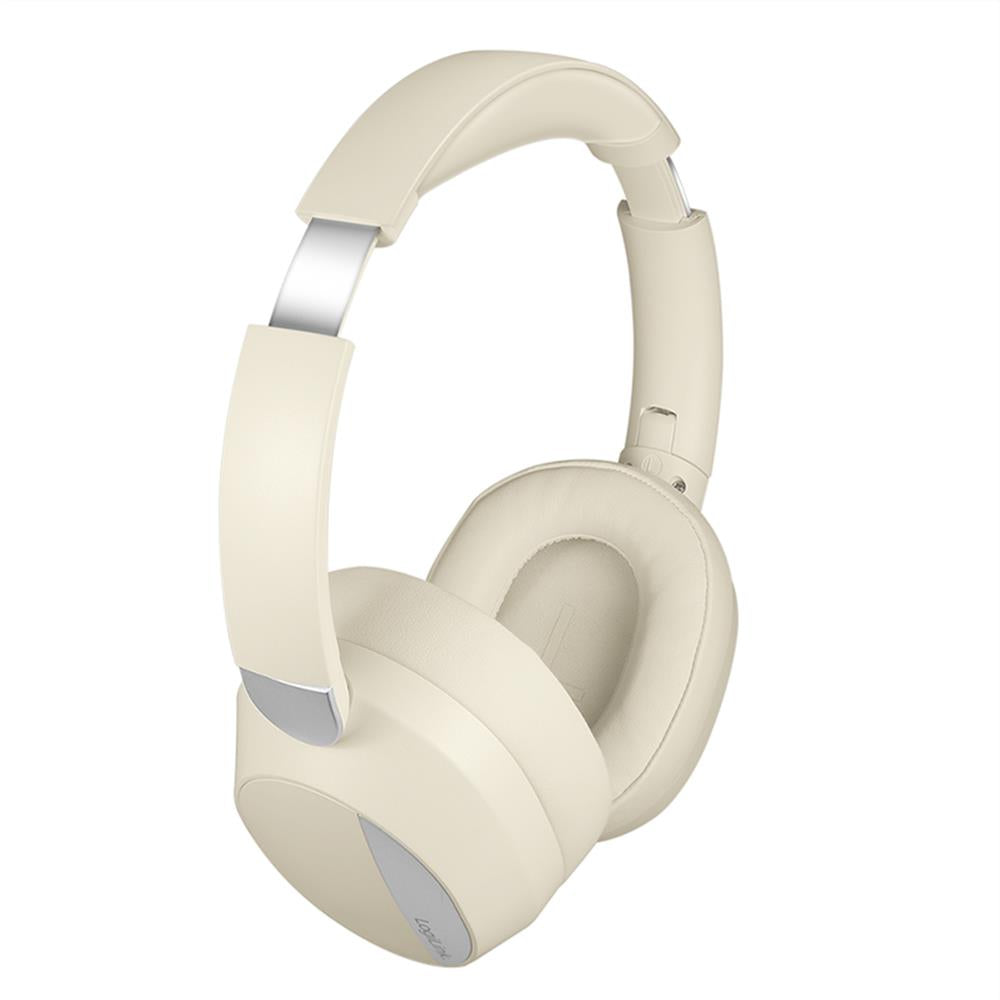 LogiLink Bluetooth 6.0 Sound Wave-Headset mit ANC, 15h Akku, Creme/Silber