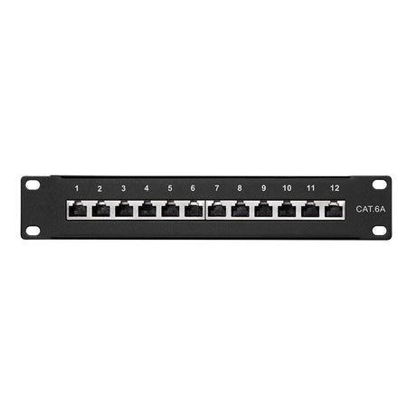 LogiLink Patchpanel 10 Zoll Einbau Kat.6A STP 12 Ports schwarz