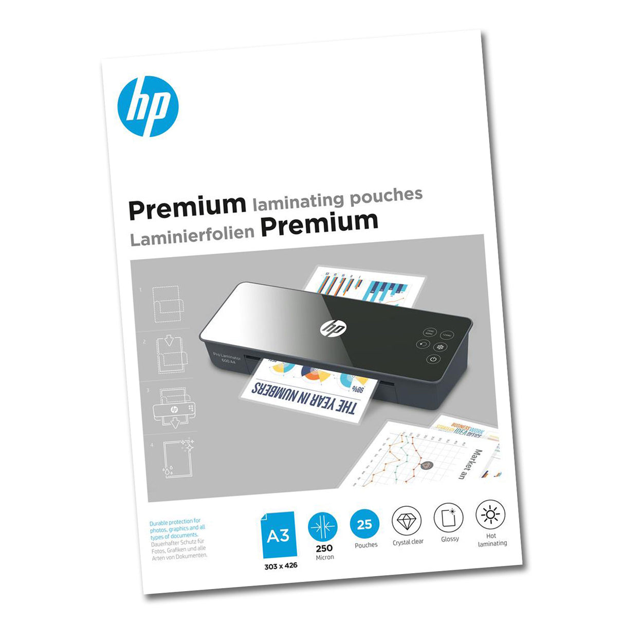 HP Premium Laminierfolien DIN A3, 250 Micron, 25 Stück