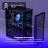 ENDORFY Ventum 200 Air, ATX PC-Gehäuse, inkl. 4x 120mm PWM-Lüfter, Frontblende aus Mesh, Seitenteil aus gehärtetem Glas | EY2A002