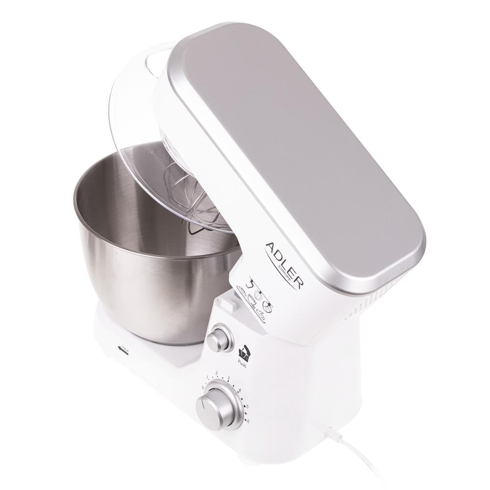 Adler AD 4216 Multifunktions-Küchenmaschine in Weiß, 1000 Watt, mit Schneebesen und Knethaken