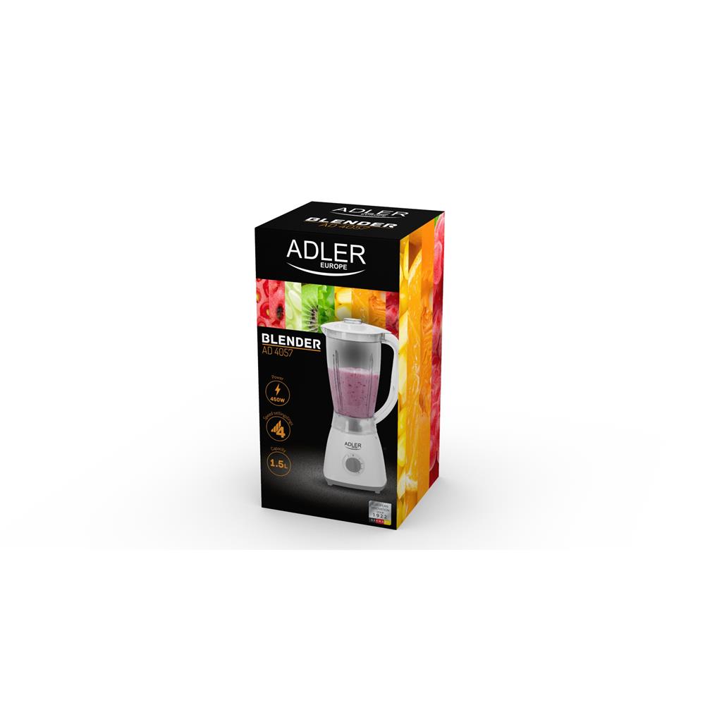 Adler AD 4057 Standmixer 1,5L 450 Watt Weiß für Smoothies Milchshakes Säfte