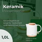 Adler AD 1304 Keramik Wasserkocher 1,0L weiß