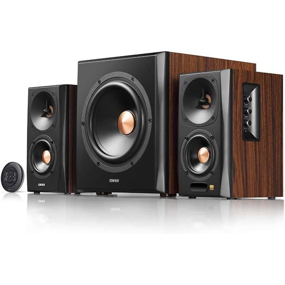 Edifier S360DB 2.1 Home-Entertainment-System (150 Watt) mit Bluetooth 4.1 (aptX), Holzfarben