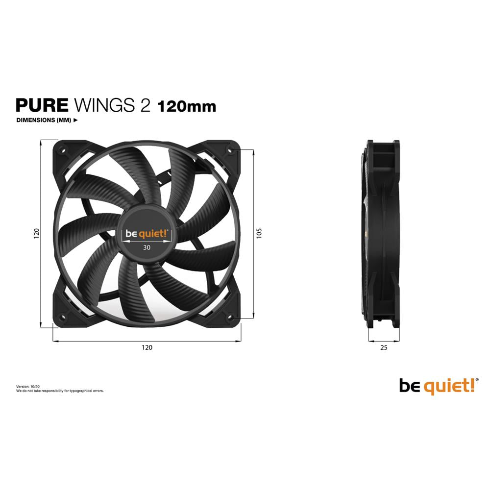 be quiet! PURE WINGS 2 PC Computer Gehäuselüfter 120 mm schwarz BL046