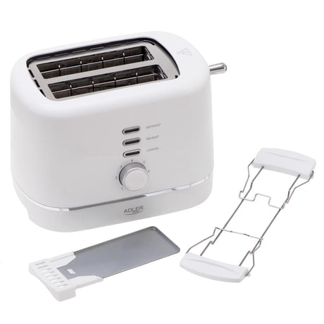 Adler AD 3224 Toaster Weiß mit Brötchenaufsatz und 7 Stufen