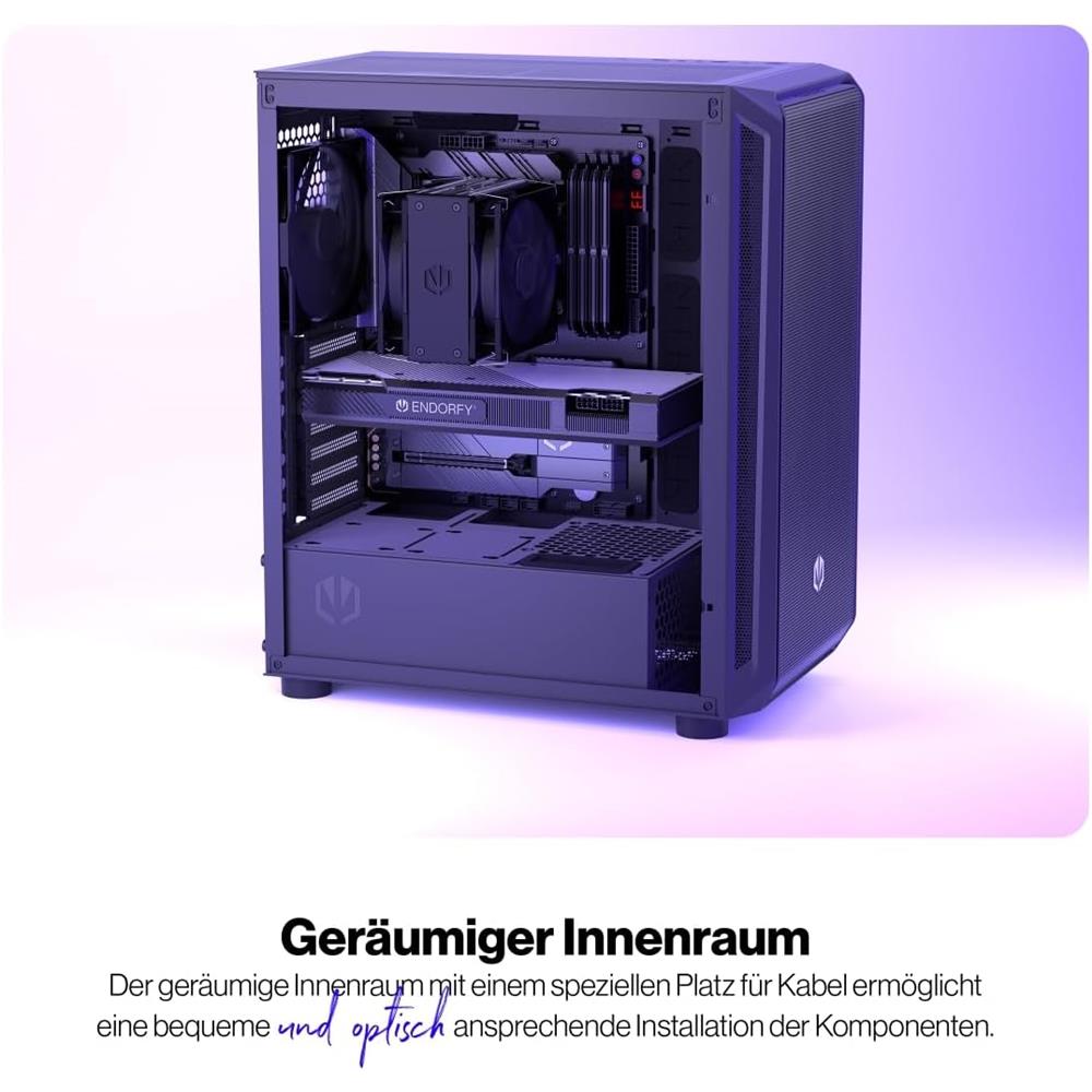 ENDORFY Arx 500 Air, ATX PC-Gehäuse, inkl. 5x 140mm PWM-Lüfter, Seitenteil aus gehärtetem Glas | EY2A010
