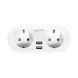 LogiLink Wi-Fi Smart Plug Stromstecker 2-fach mit Schutzkontaktbuchse und 2x USB, Tuya kompatibel