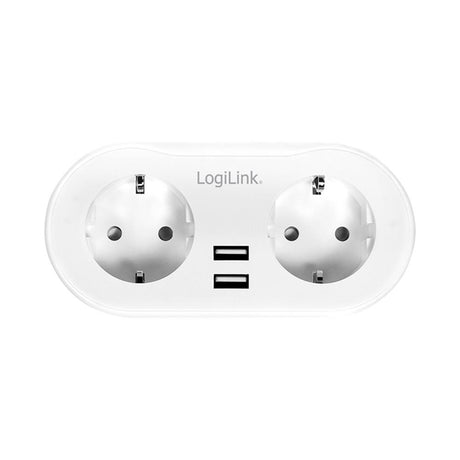 LogiLink Wi-Fi Smart Plug Stromstecker 2-fach mit Schutzkontaktbuchse und 2x USB, Tuya kompatibel