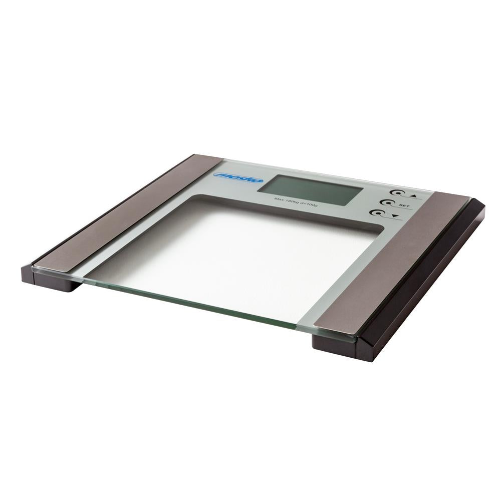 Mesko MS 8146 Körperanalysewaage Personenwaage Digital Körperfettwaage silber 180kg Batterie Glas